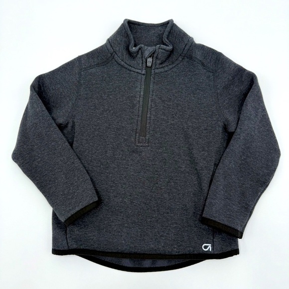 Gap Fit Kids Quarter-Zip Pullover Sweatshirt Grey with Black Trim Size 5 Years - Picture 1 of 8